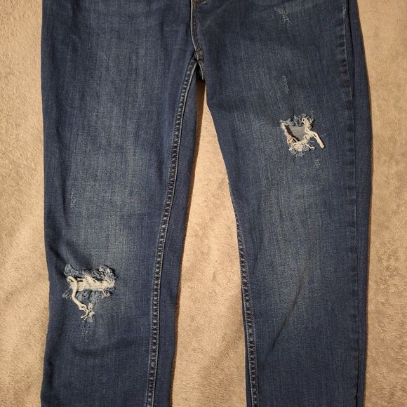 FREE PEOPLE Great Heights Skinny Jeans Womens 29 Blue Distressed Frayed Denim - Picture 3 of 13